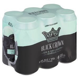 Black Crown Dry Lemon & Marula Can 6 x 440ml